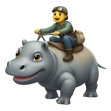 Grogu riding a small hippo sticker