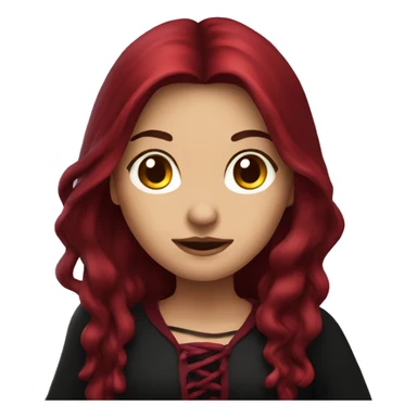 beautiful long haired witch, red, black, burgundy sticker