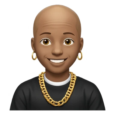 Young African rapper, bald with chain sticker