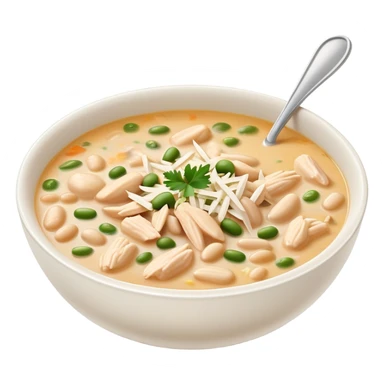 Bowl of white chicken chili soup sticker