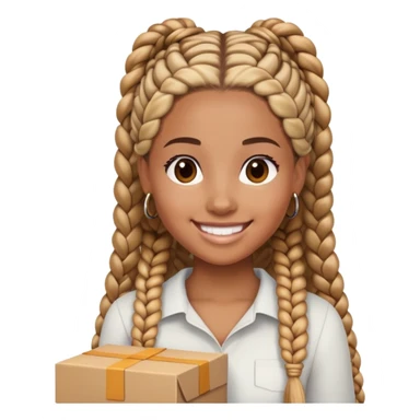 Tan girl with brown and blonde box braids sticker