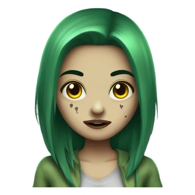 Brunette zombie girl in horror green creppy sticker