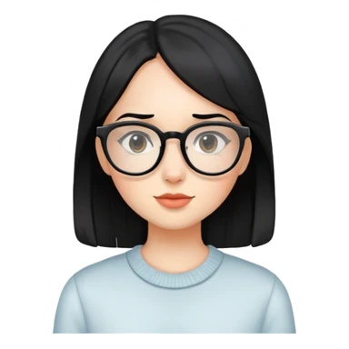 A black haired girl with glasses sticker