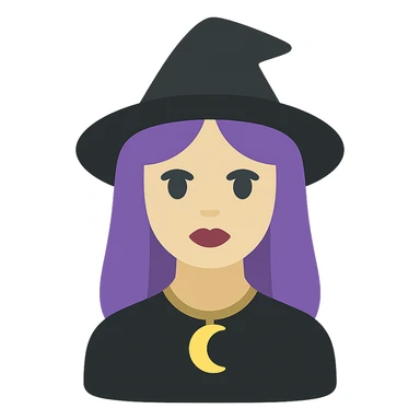 colored icon of a gothic woman with purple hair, witchy touch sticker
