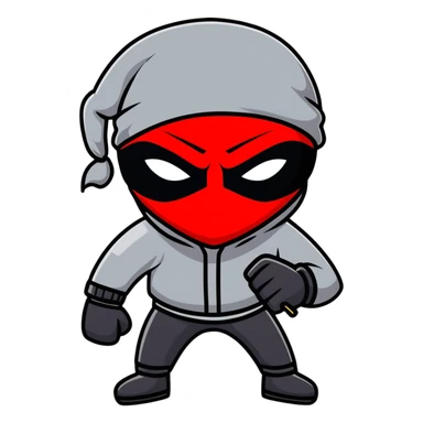 evil burglar with black and red face mask sticker