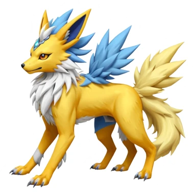 Feral Solgaleo-Jolteon-Renamon-Zeraora-Vernid-Sergal-fusion-hybrid-creature, full body  sticker