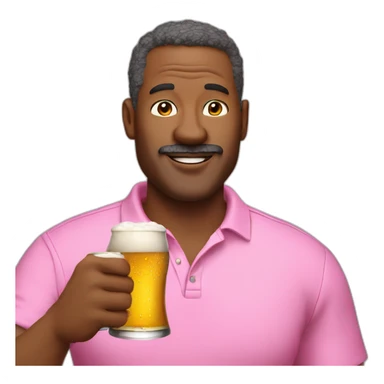 a male 50 year old in pink polo shirt is drinking beer. sticker