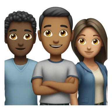 Classmates are standing in a circle of three people, two girls and a guy sticker