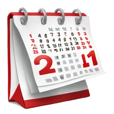 table calendar with red top and gey and red squares for days, no days witten sticker