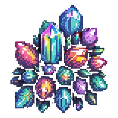 rainbow crystal cluster with multiple points and iridescent shine sticker