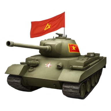 T-34 Soviet tank with a Soviet flag on top.  sticker