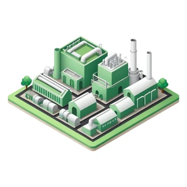 isometric paper factory green sticker