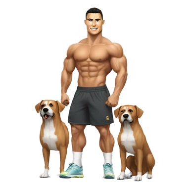 Ronaldo en bodybuildeur sur un chien sticker
