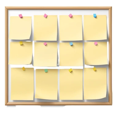 bulletin board with just a few sticky notes pinned to it, minimal sticker