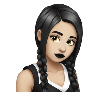goth girl black and white hair sticker