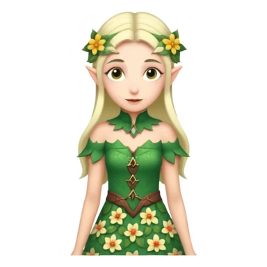 elf wearing flower pattern dress, Half Body. sticker