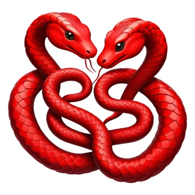 Two red snakes making a heart sticker