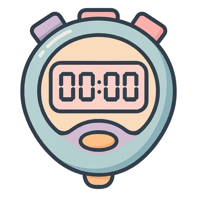 sports stopwatch with electronic digital display, vector look with shadows and highlights, detailed shading, thin clean outlines, soft rounded features, pastel palette #98B5BC #B5B3C1 #C9A3C9 #E4C0CA #F7DCD1 #F7C0AA, Japanese pop art, sticker look, highly detailed sticker