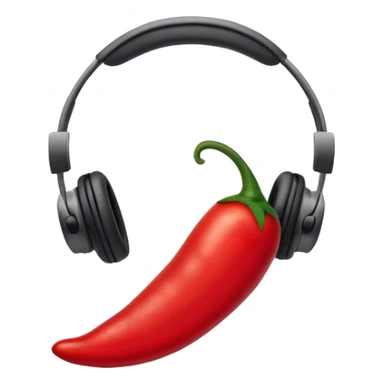 red chili pepper with headphones sticker