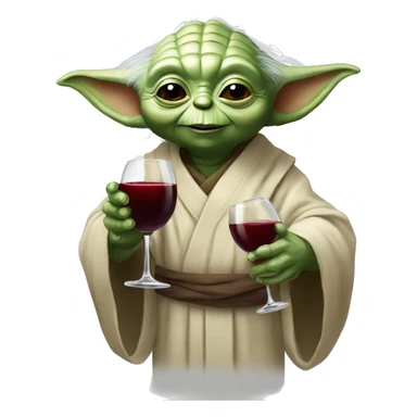 happy yoda holding just one glass of red wine sticker