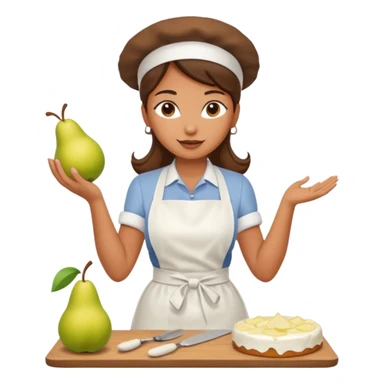 woman making pear cake sticker