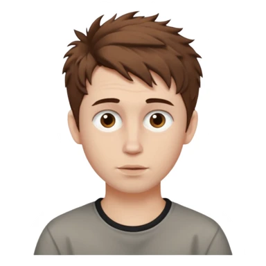 Create an emoji of YouTuber DavidMC's face - he has hair with short sides but a messy top, it is brown. It is not super curly and he has white skin sticker