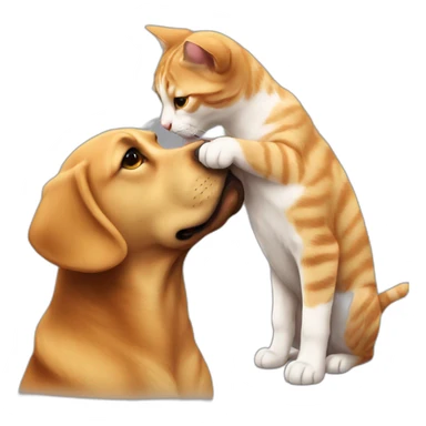 cat kiss dog sticker