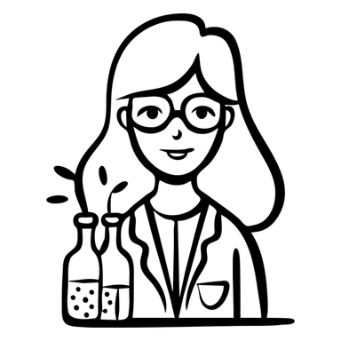 Female scientist with test tubes sticker