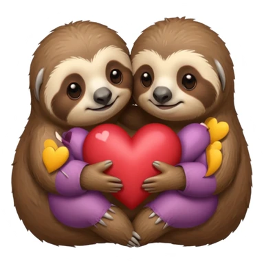 sloths cuddling with heart between them sticker