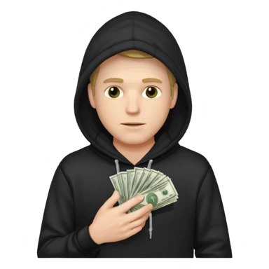 robber with a wad of money but he is white and in black hoodiethis guy with money sticker