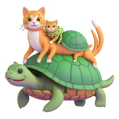 cat riding a turtle sticker