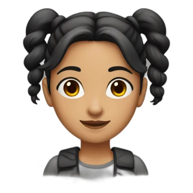 a girl with black color double ponytail sticker