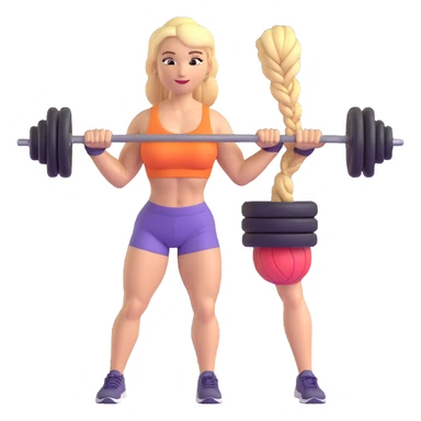 blondes Mädchen mit Zopf, muskulös, im Gym-Outfit, hebt Gewichte sticker