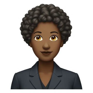 A  middle-aged  black  woman  with  curly  hair  and  a  round  face,  dressed  in  a  suit. sticker