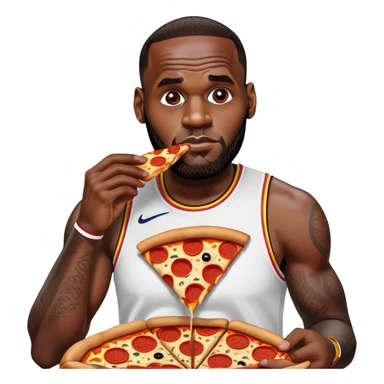 lebron james eating pizza  sticker