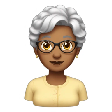 black hair, grandma, short sticker