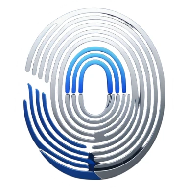 Logo for 'DI' with an abstract fingerprint design. Integrate letters D and I subtly in the fingerprint lines. Use modern colors like deep blue, silver, black, and white. Simple, clean, futuristic, and scalable for app icons." sticker