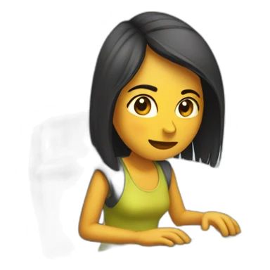 chica escribiendo computador sticker