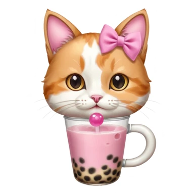 cat drinks bubble tea sticker