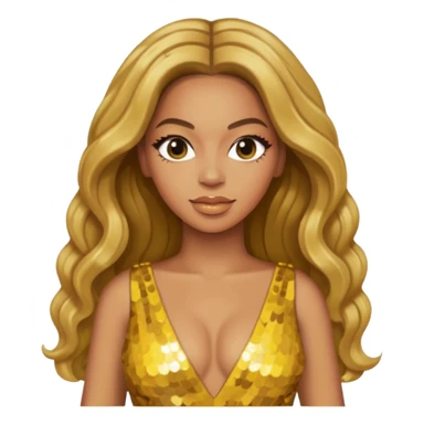 Beyonce with long dark blonde hair, yellow sequin dress sticker