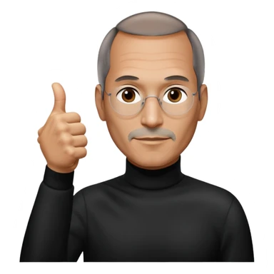 steve jobs holding up a thumbs up sticker