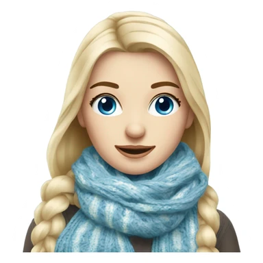 beautiful finnish blonde woman with blue eyes knitting floral scarf sticker