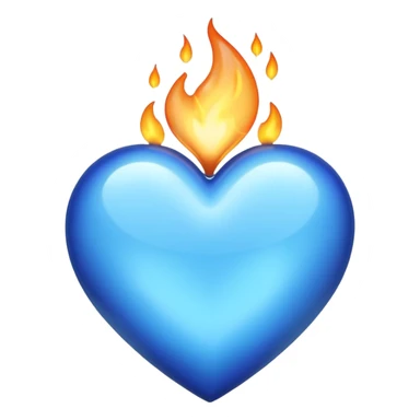 Blue heart with blue flame sticker