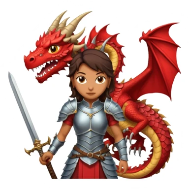 Fierce Latina in armor with a sword next to beheaded dragon sticker