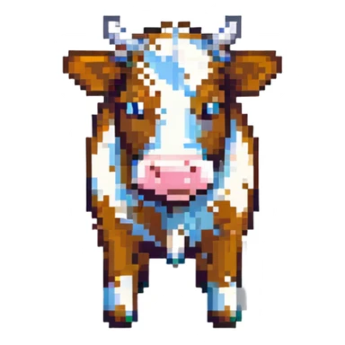 extremely blocky ultra-minimal pixel art Minecraft cow emoji with only 2 or 3 large square pixels, abstract and simple sticker