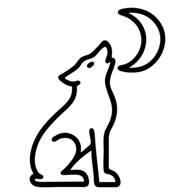 silver wolf howling at the moon, stylized and sleek, bold black outline style sticker