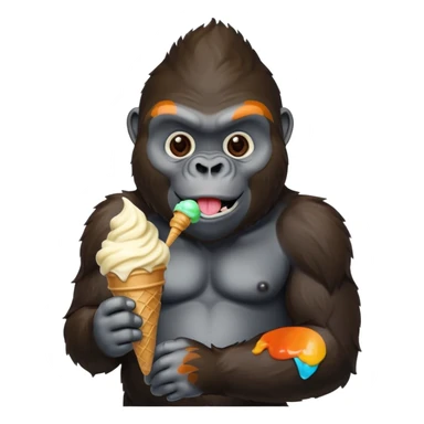 Gorilla eating ice cream sticker