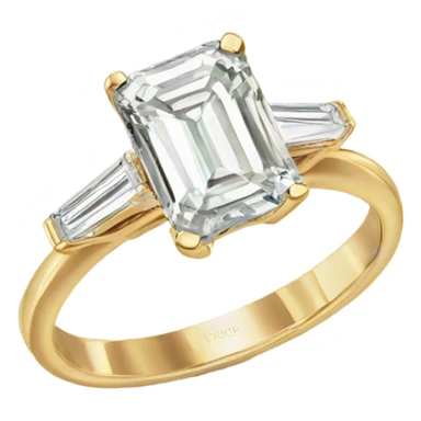 gold solitaire emerald cut engagement ring sticker