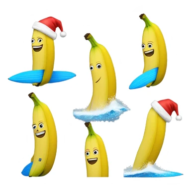Surfing Banana wearing a Santa hat sticker