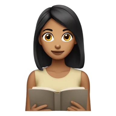 olive skin tone girl with black hair reading sticker